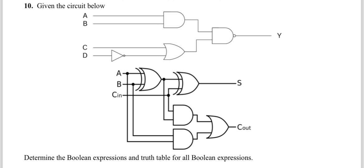 Y Determine the Boolean expressions and truth