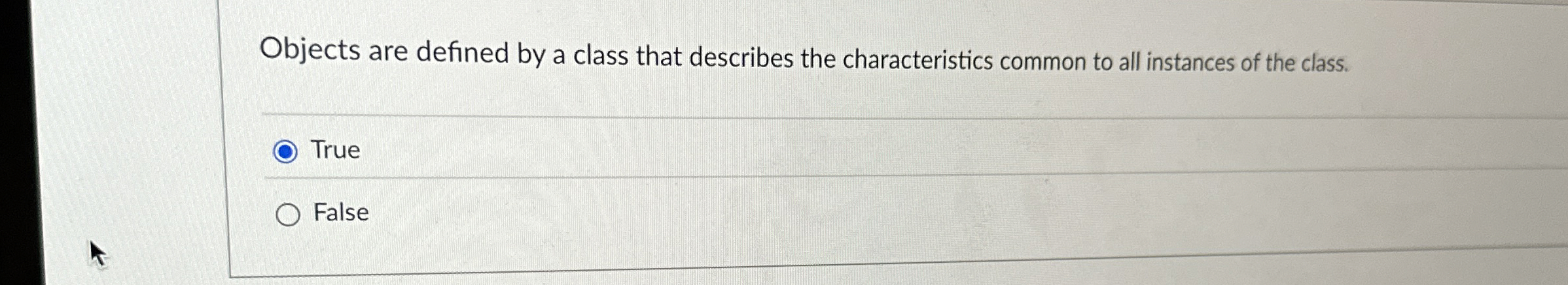 Objects are defined by a class that describes the