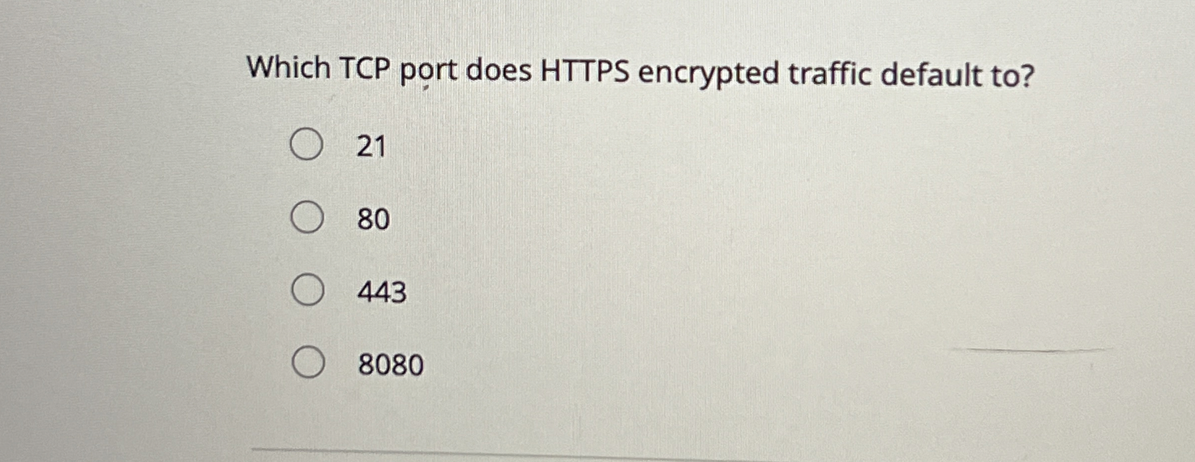 Which TCP port does HTTPS encrypted traffic