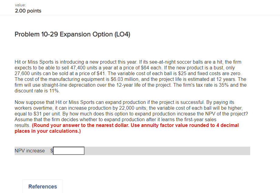 answer the blank box question value: 2.00 polnts