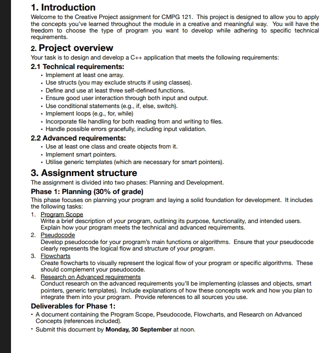 Introduction Welcome to the Creative Project