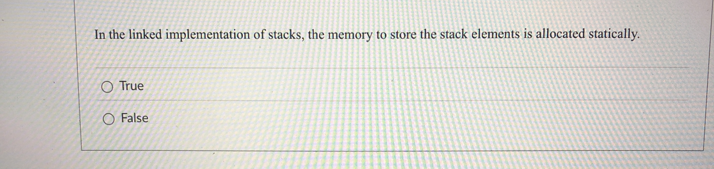 In the linked implementation of stacks, the