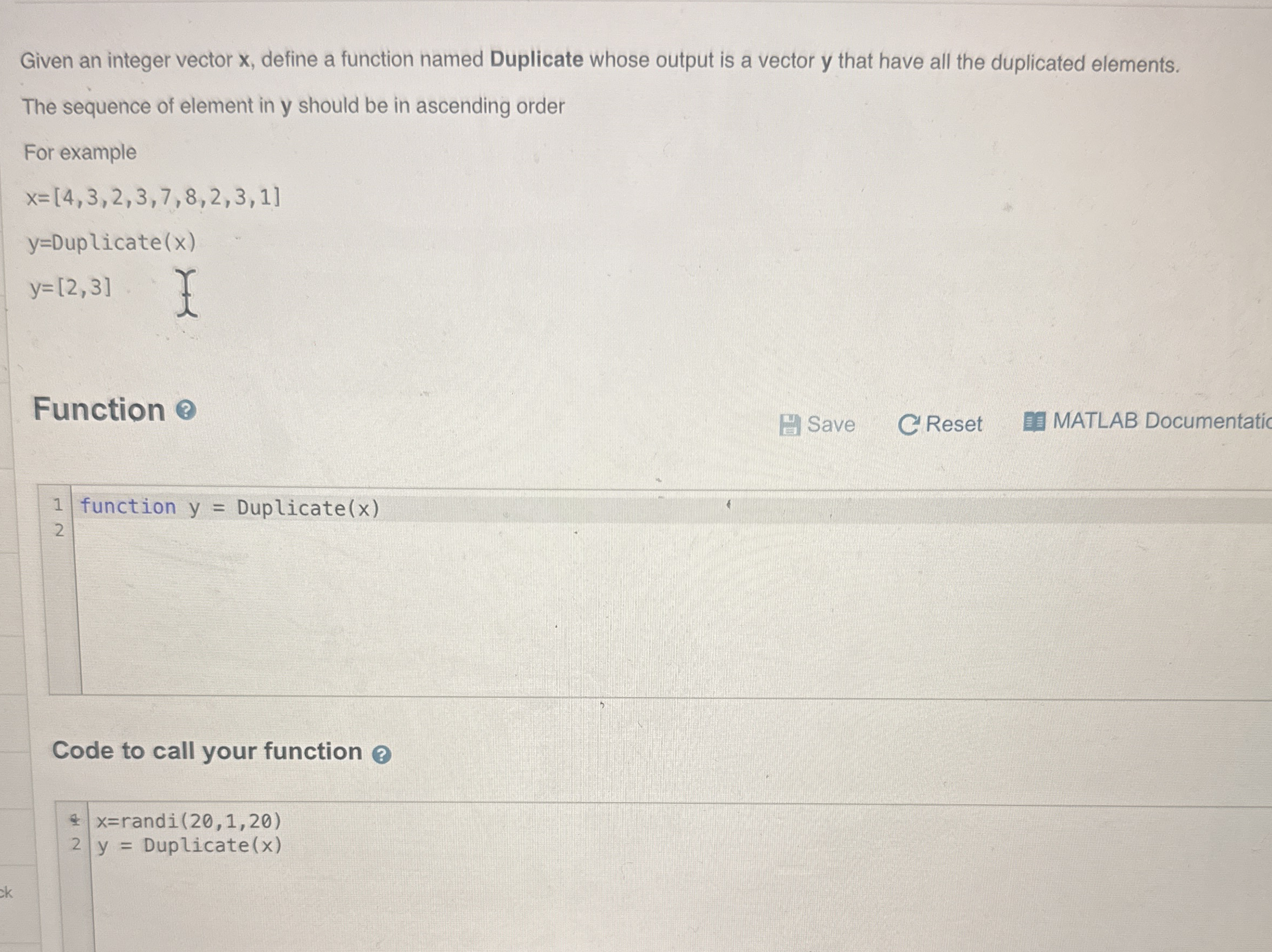 Given an integer vector x , define a function