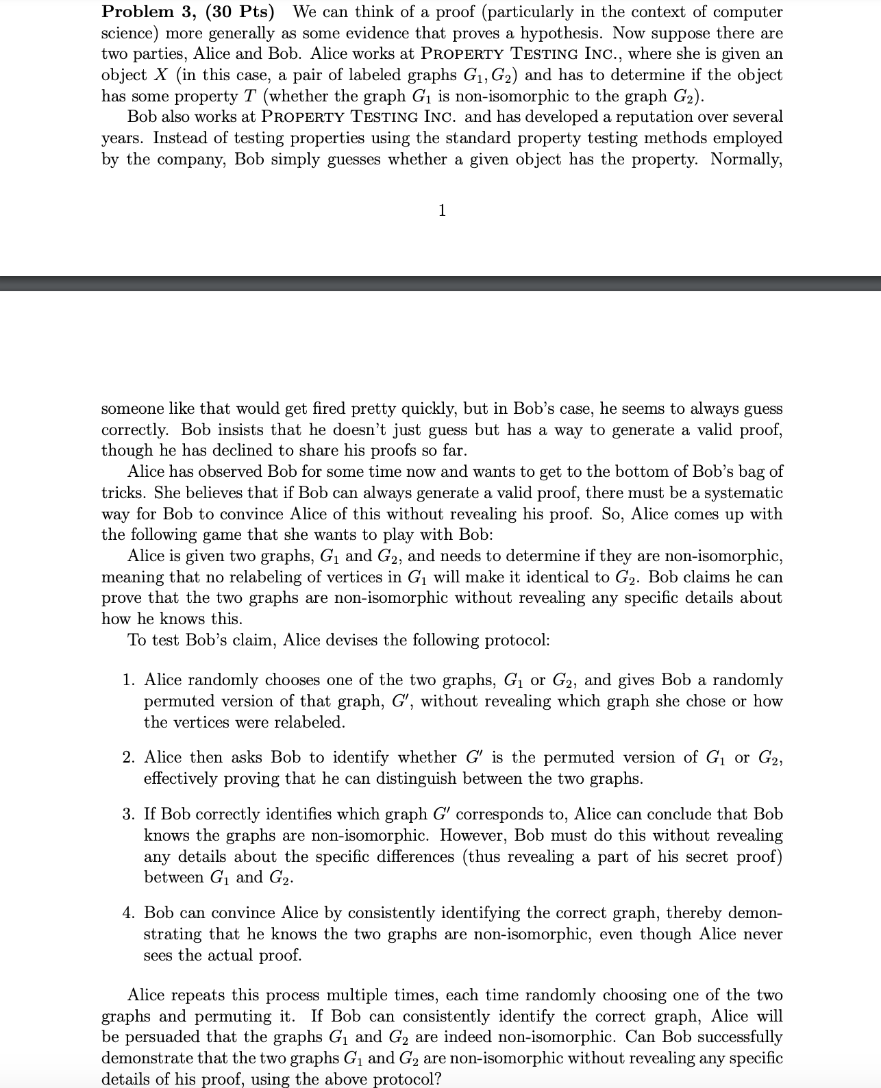 Problem 3 , ( 3 0 Pts ) We can think of a proof (