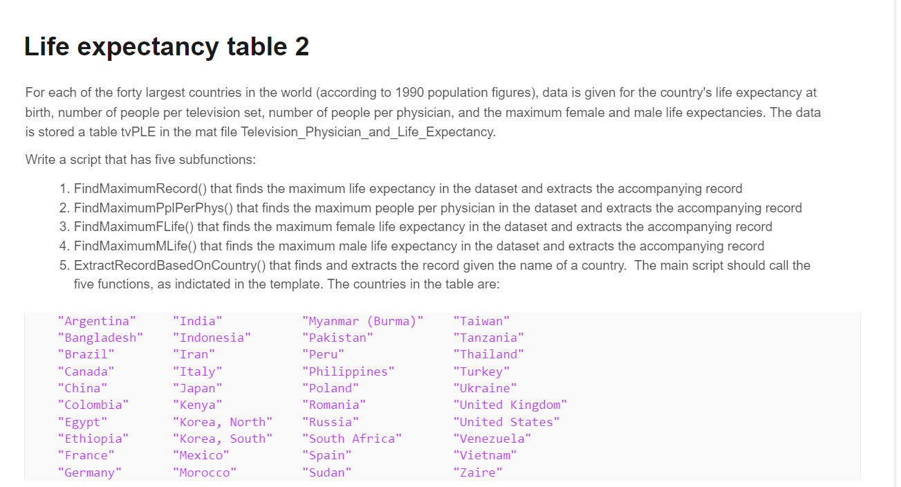 Life expectancy table 2 For each of the forty