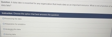 Question. A data lake is essential for any