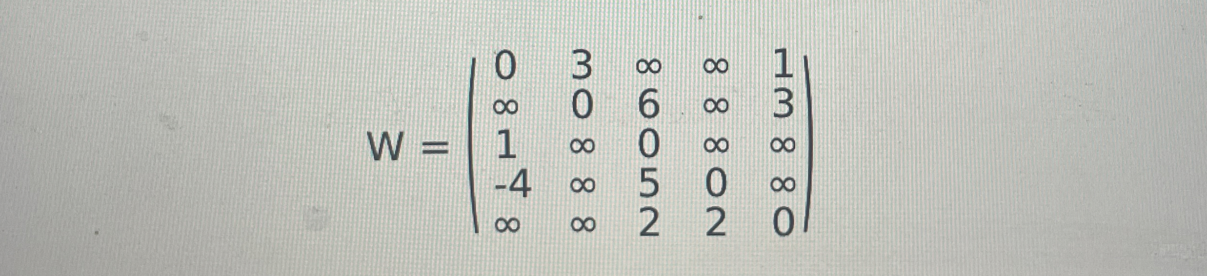 Consider the following weight matrix representing