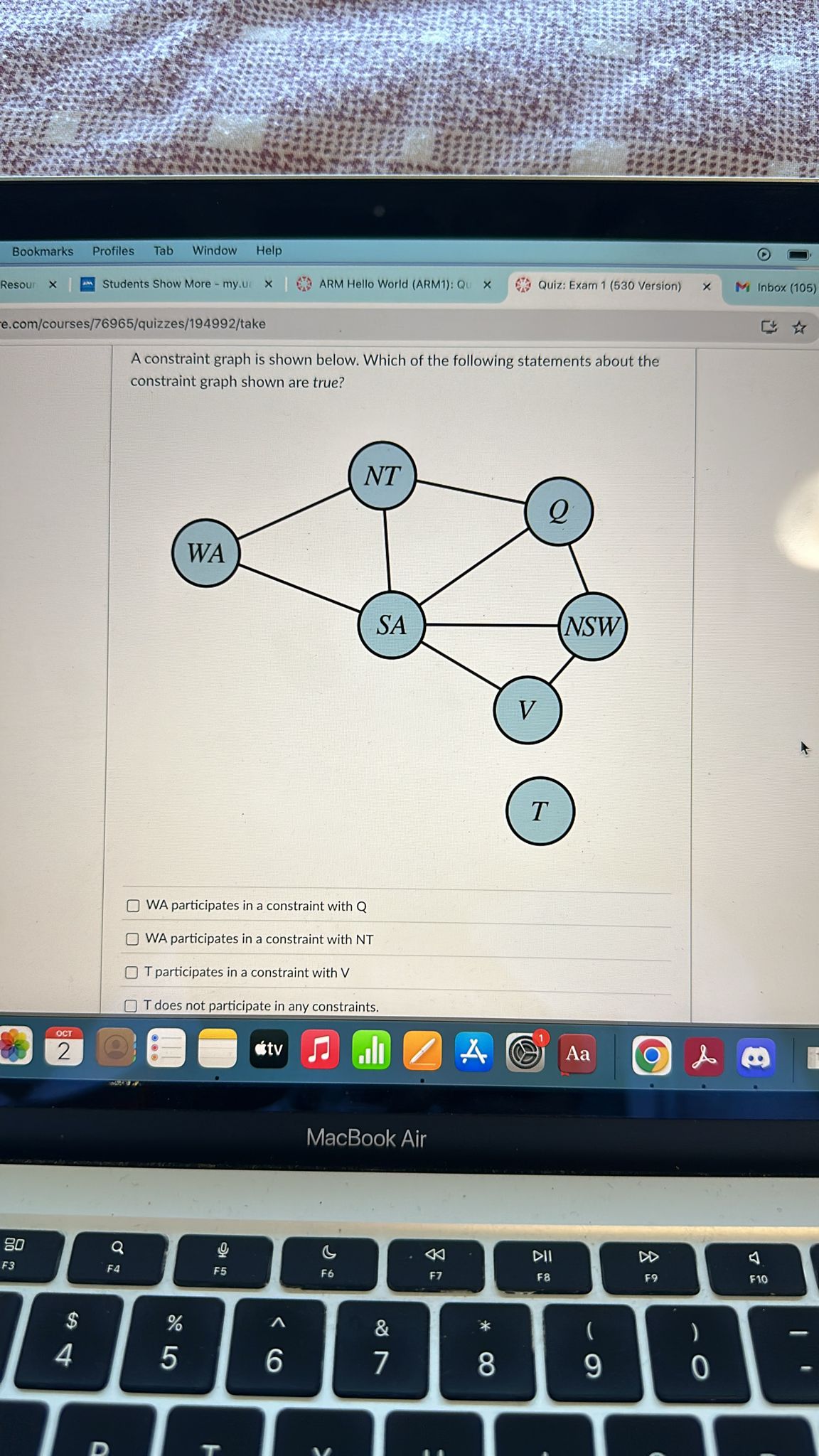 A constraint graph is shown below. Which of the