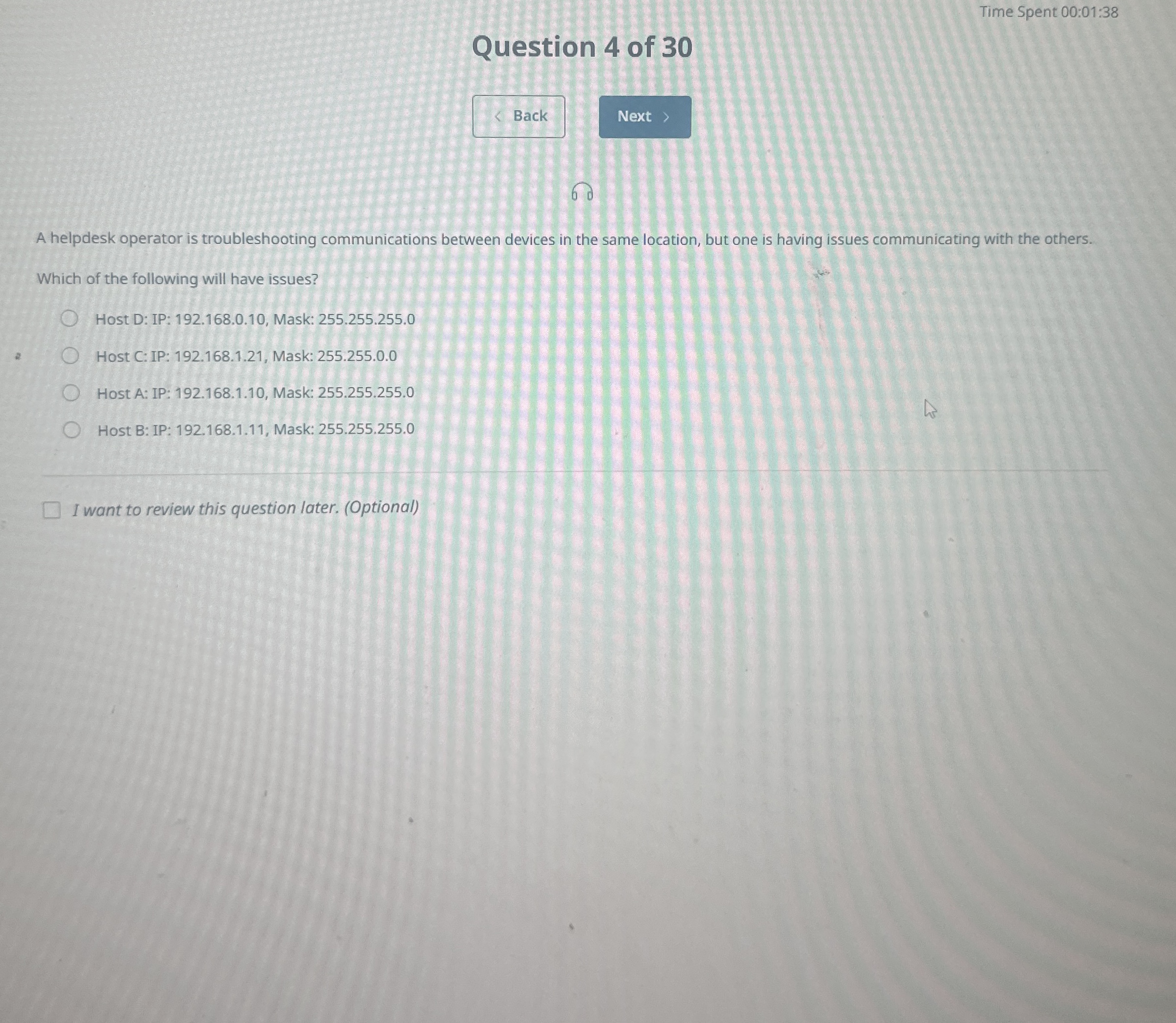 Time Spent 0 0 : 0 1 : 3 8 Question 4 of 3 0 A
