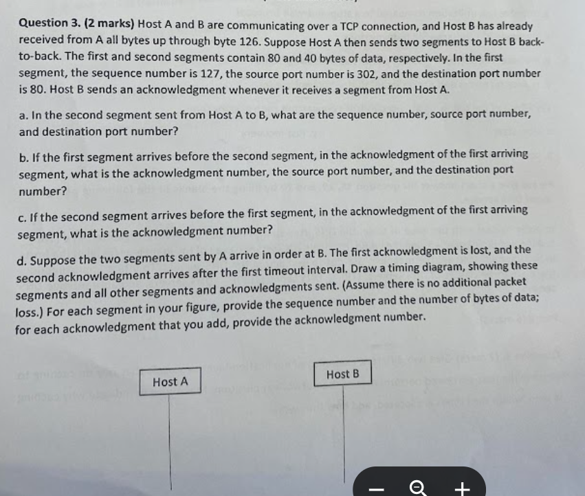 Question 3 . ( 2 marks ) Host \ ( A \ ) and \ ( B