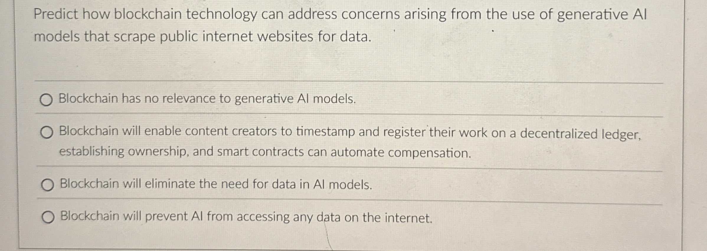 Predict how blockchain technology can address