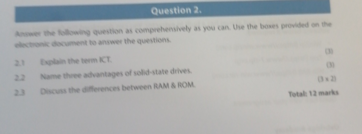 Question 2 . Answer the fobwing question as