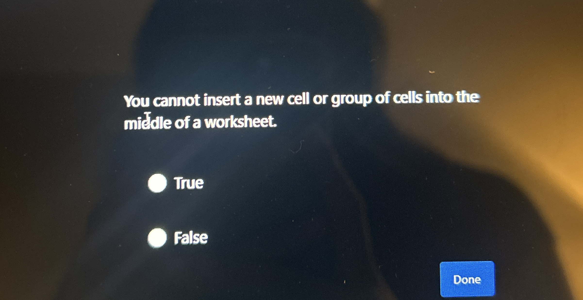 You cannot insert a new cell or group of cells
