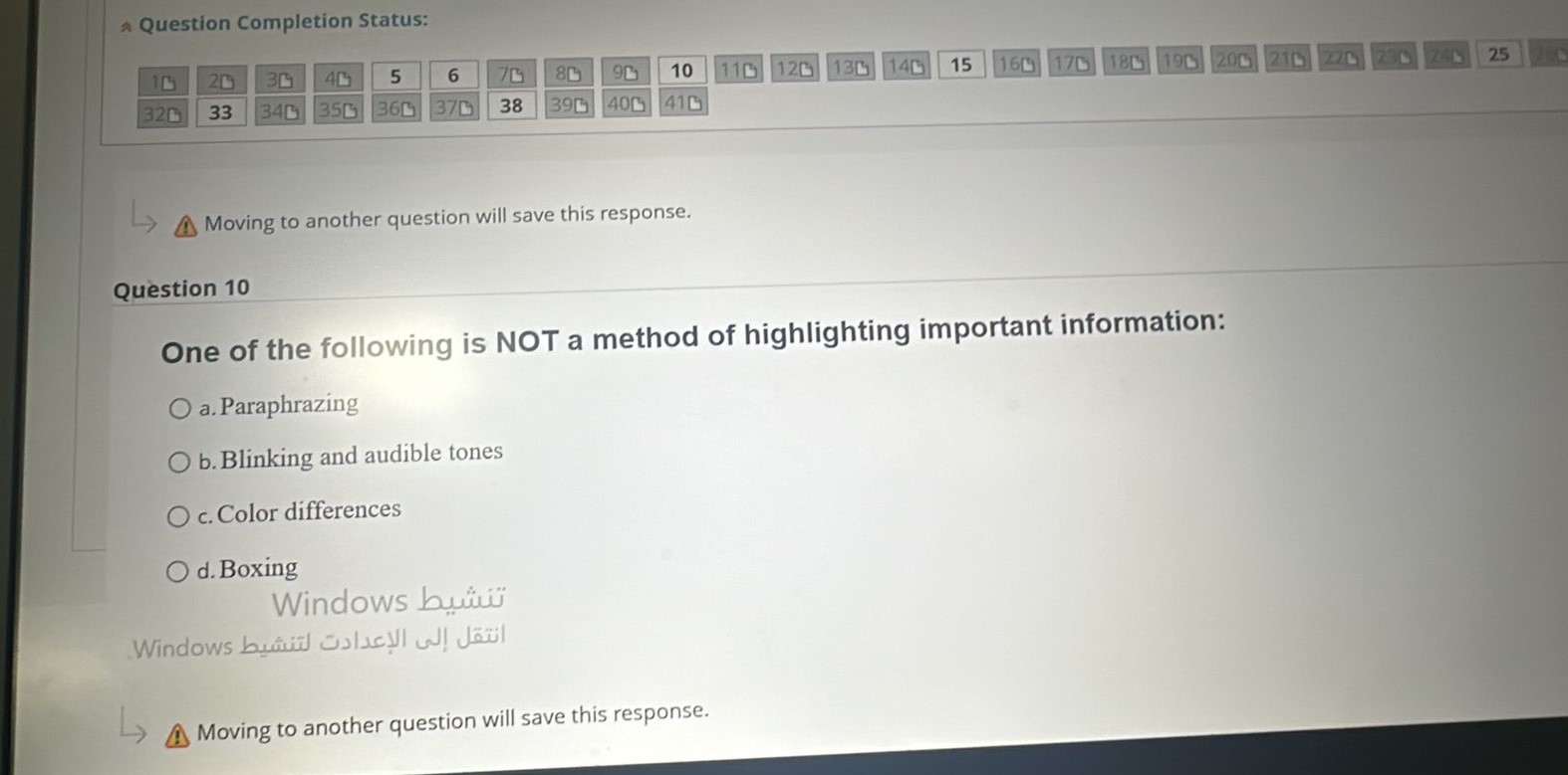 One of the following is NOT a method of