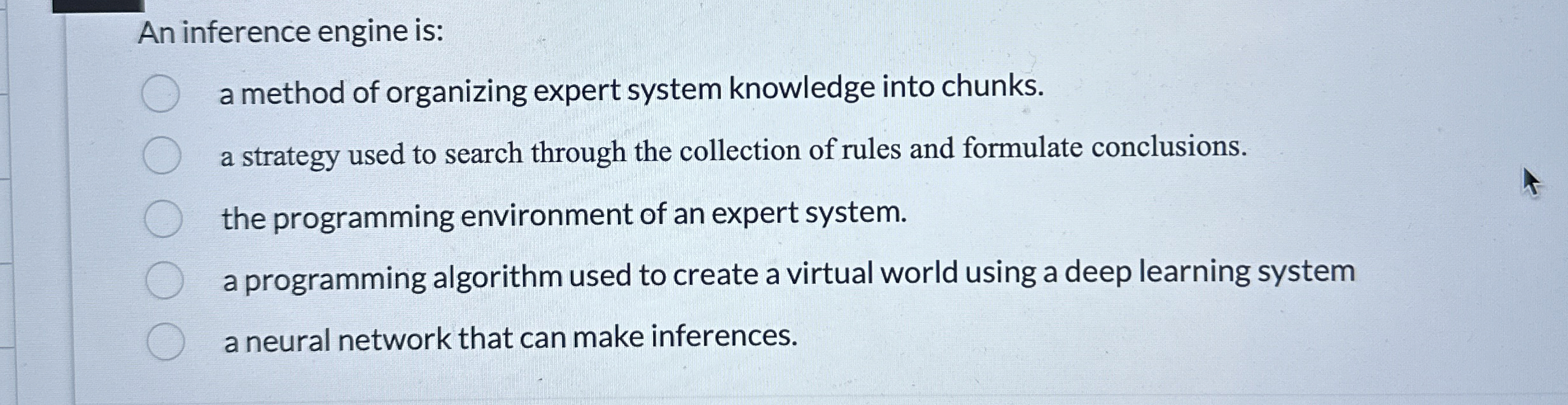 An inference engine is: a method of organizing