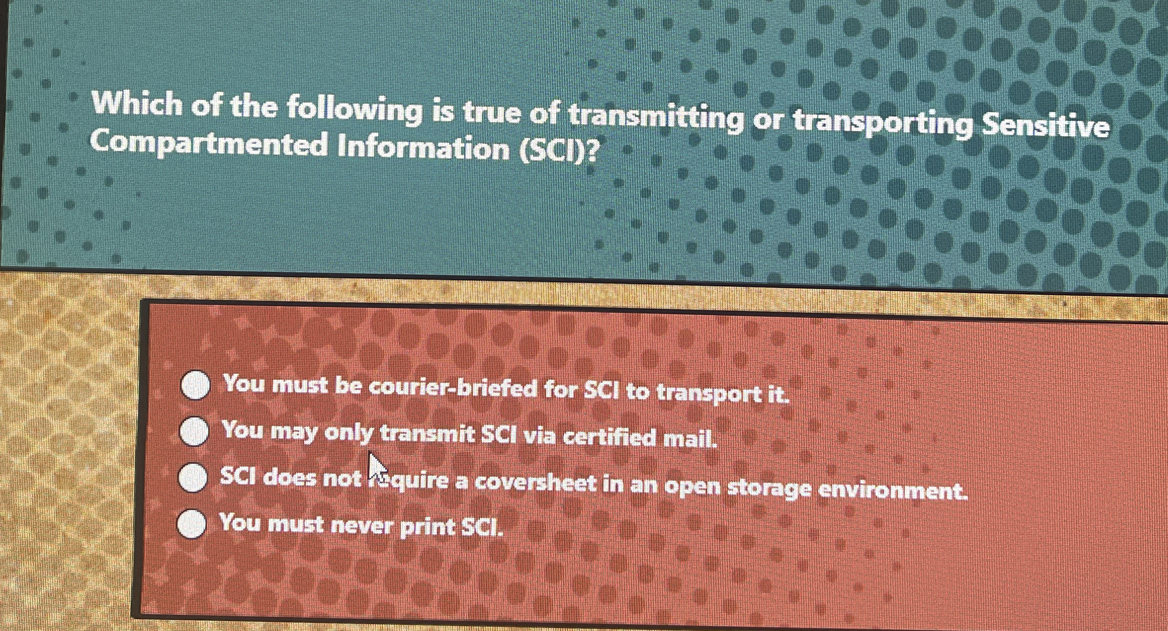 Which of the following is true of transmitting or