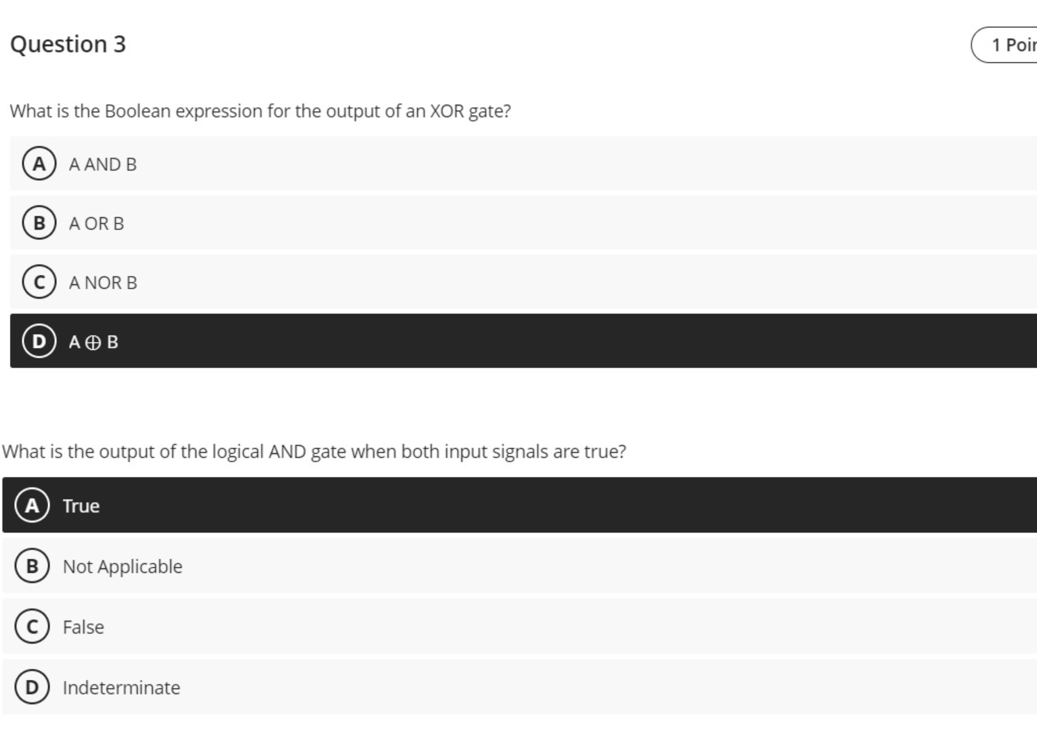 Question 3 What is the Boolean expression for the