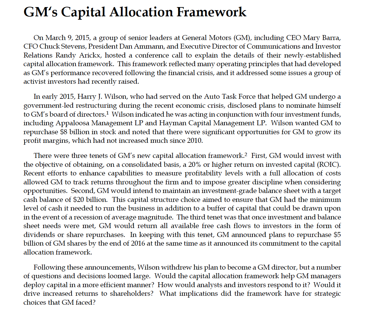 GM'B Capital Allocation Framework 2184136 GM had