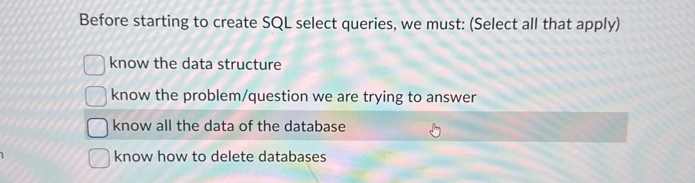 Before starting to create SQL select queries, we