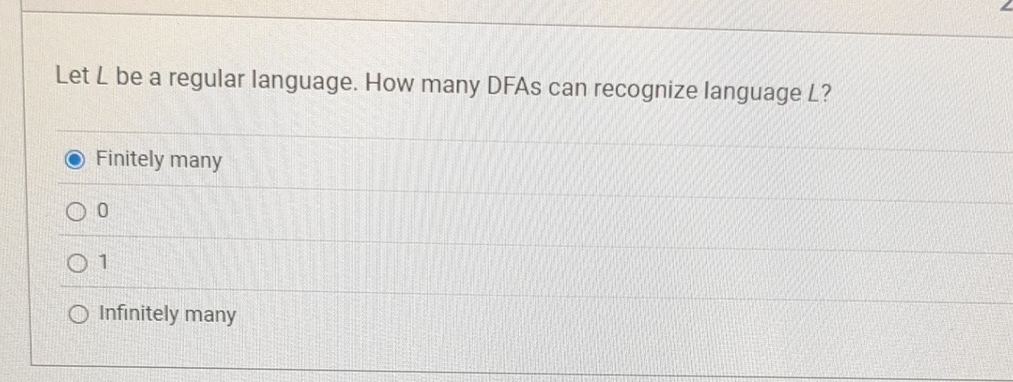 Let L be a regular language. How many DFAs can