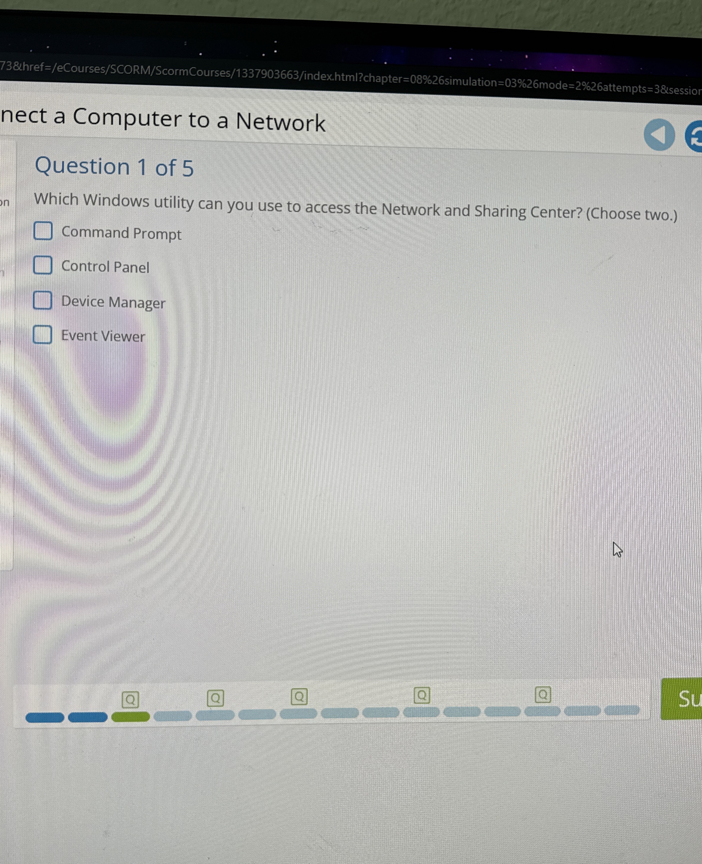 nect a Computer to a Network Question 1 of 5
