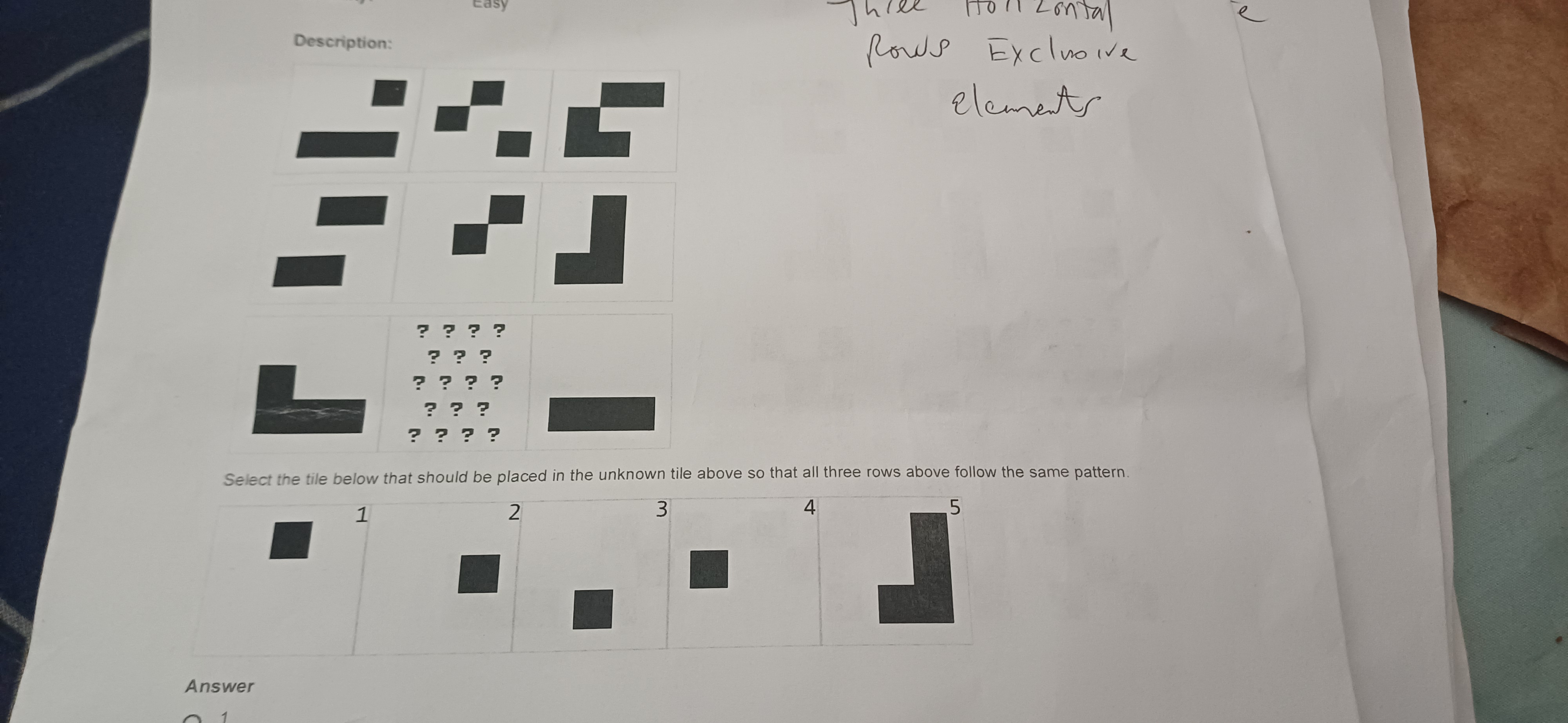 Three Horizontal Rows Exclusive Elements Select