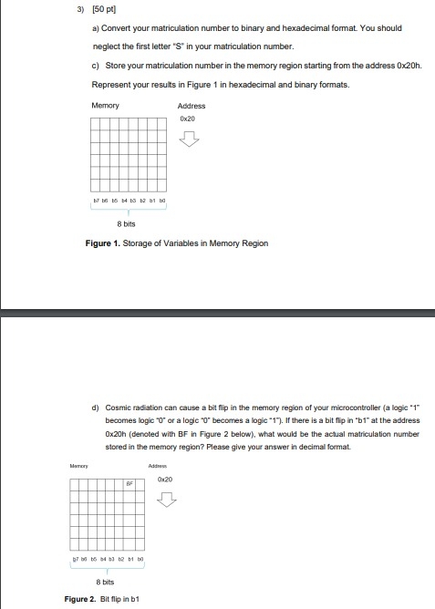 5 0 p t a ) Convert your matriculation number ( S