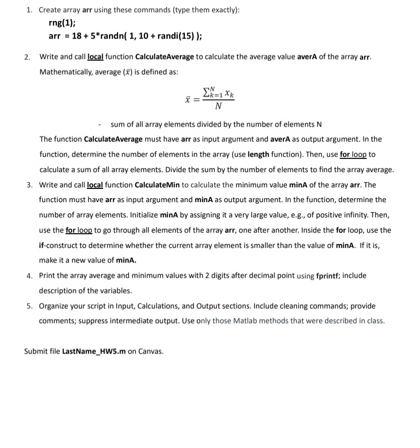 Create array arr using these commands ( type them