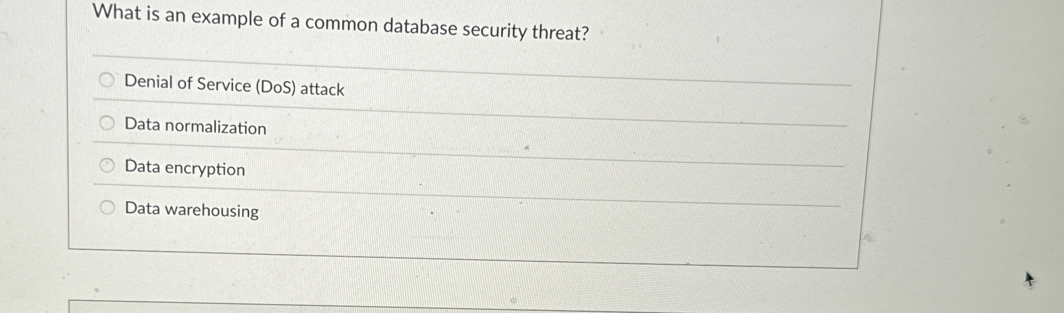 What is an example of a common database security