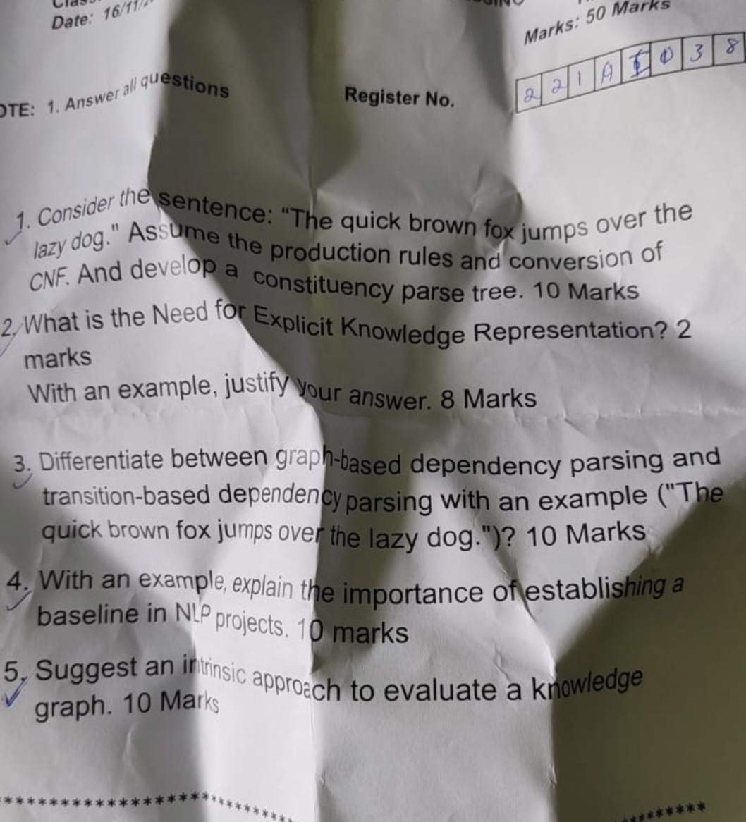 TE: 1 . Answer allquestions Register No .