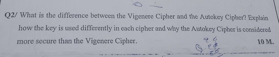 Q 2 / What is the difference between the Vigenere
