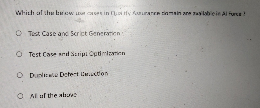 Which of the below use cases in Quality Assurance