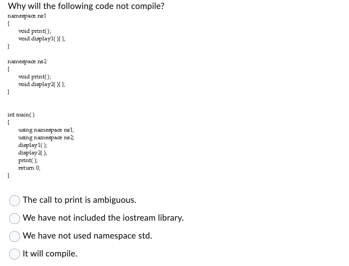 Why will the following code not compile? ` ` `