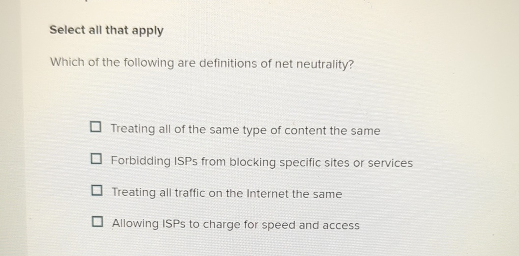 Select all that apply Which of the following are