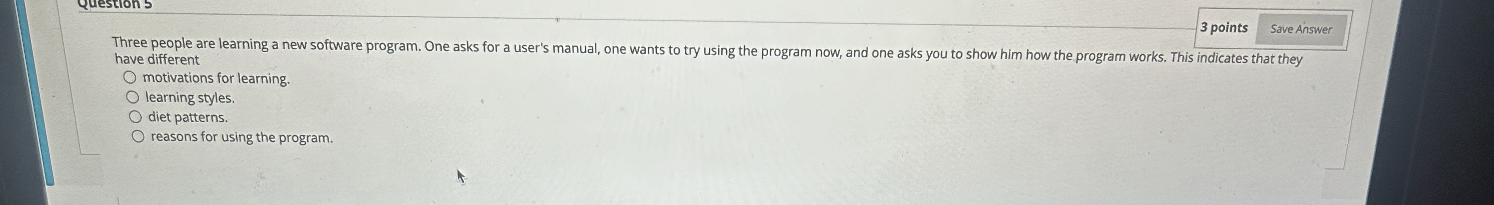 3 points Three people are learning a new software