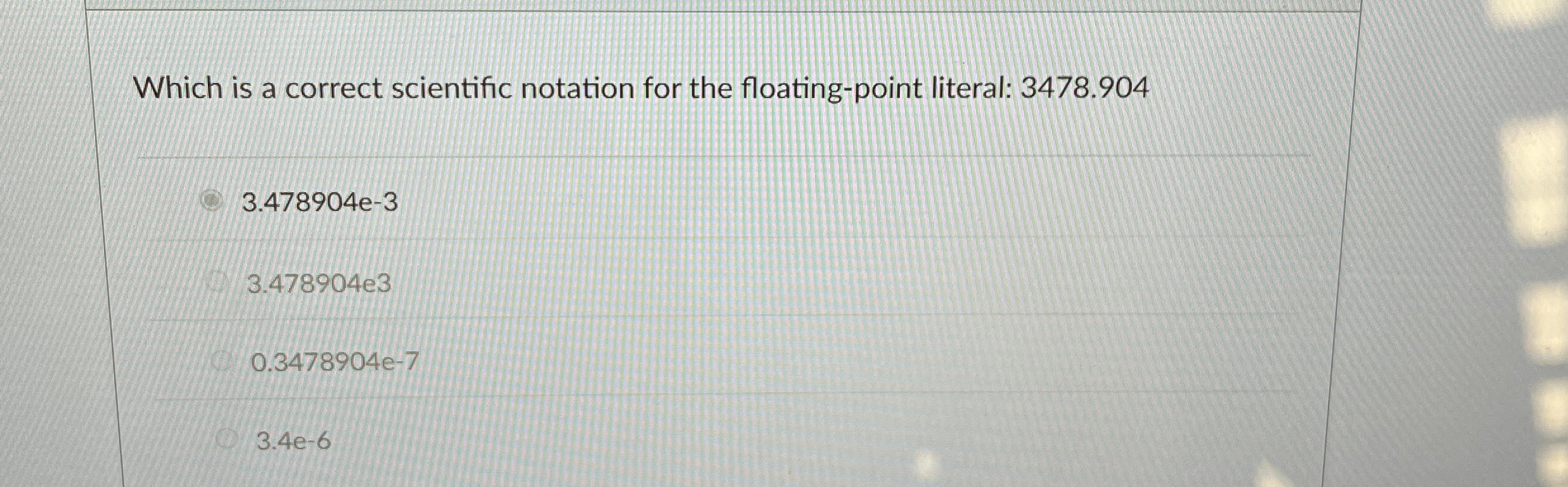 Which is a correct scientific notation for the
