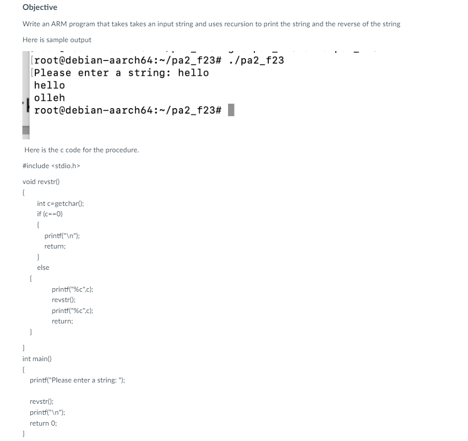 Here is the c code for the procedure. #include