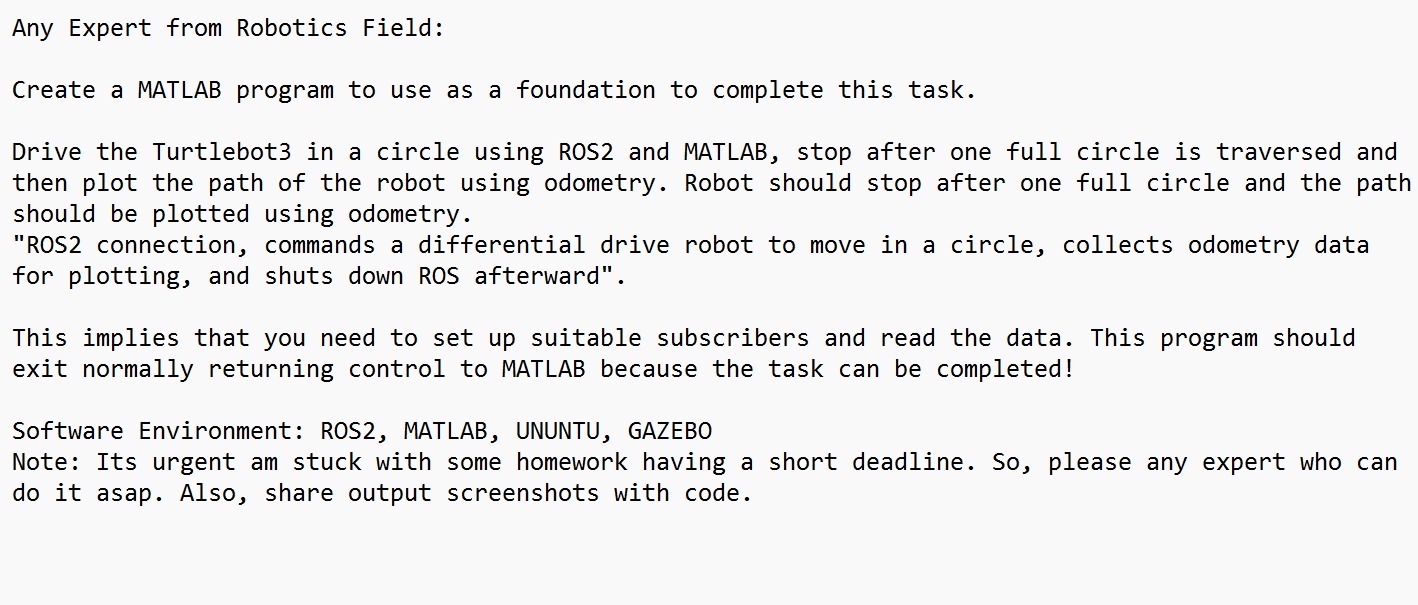 Any Expert from Robotics Feild:Create a MATLAB