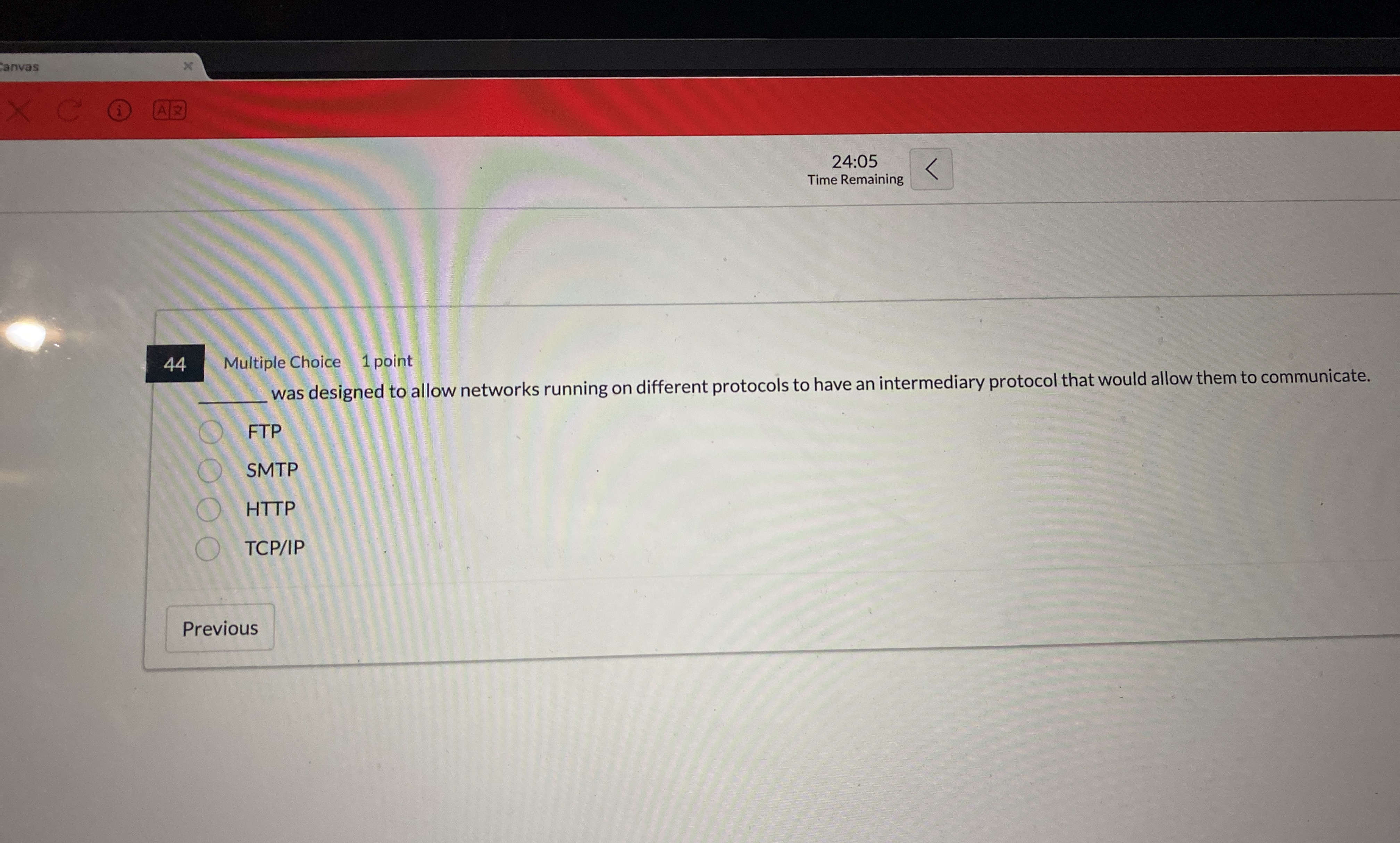 canvas 2 4 : 0 5 Time Remaining Multiple Choice 1