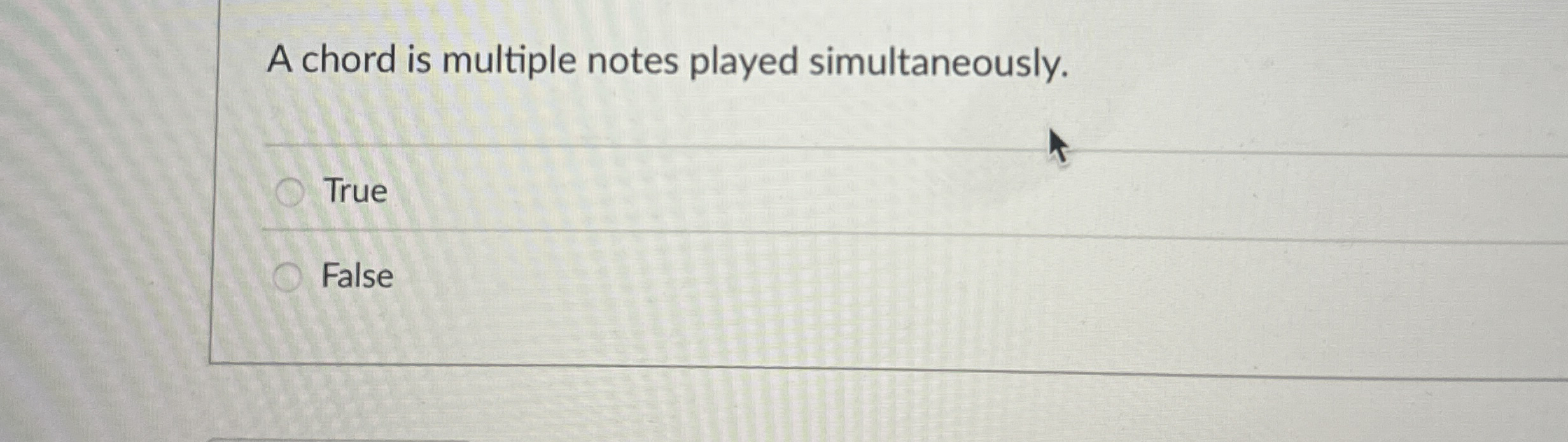 A chord is multiple notes played simultaneously.