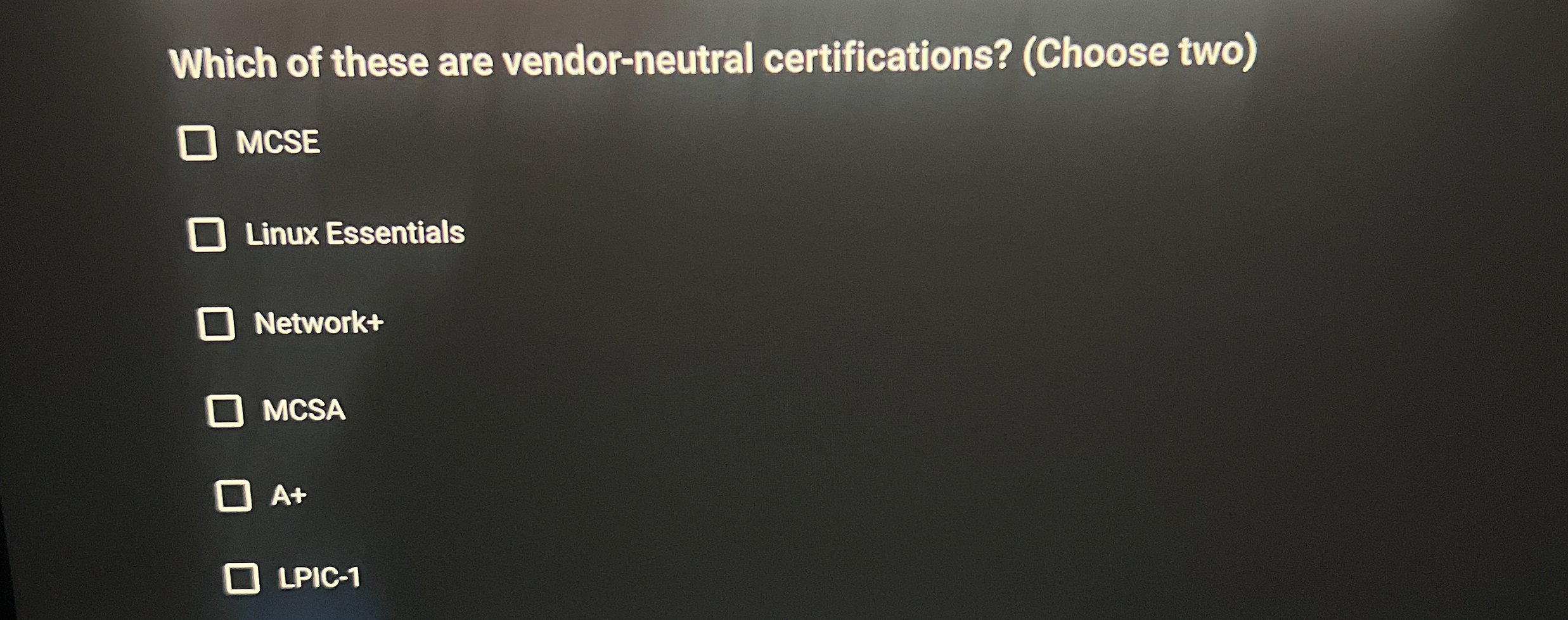 Which of these are vendor - neutral