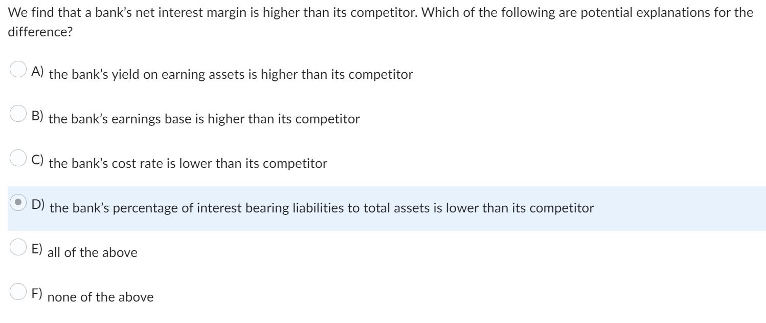 We find that a bank's net interest margin is