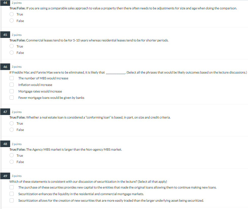 44 2 points True/False: If you are using a