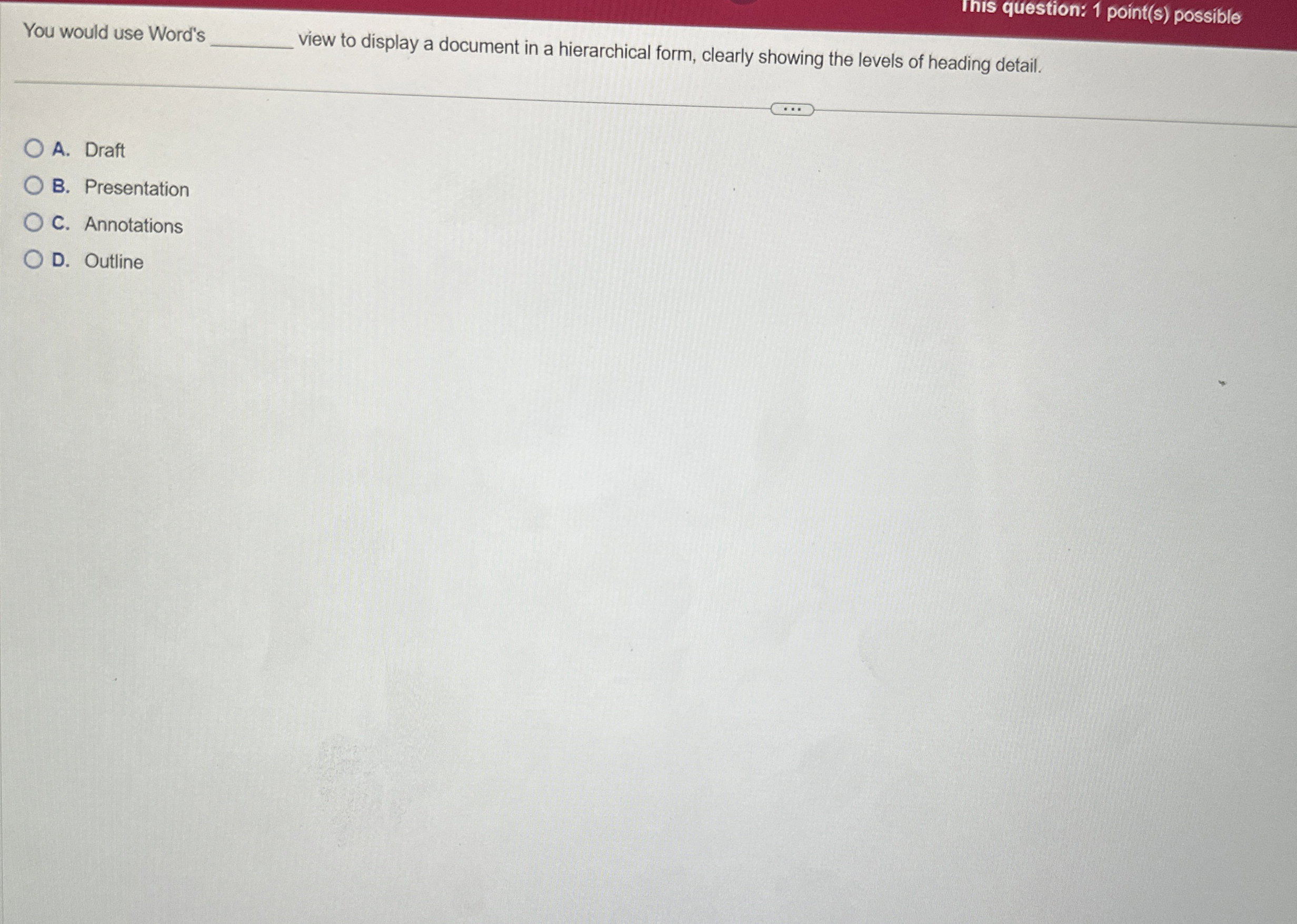 view to display a document in a hierarchical