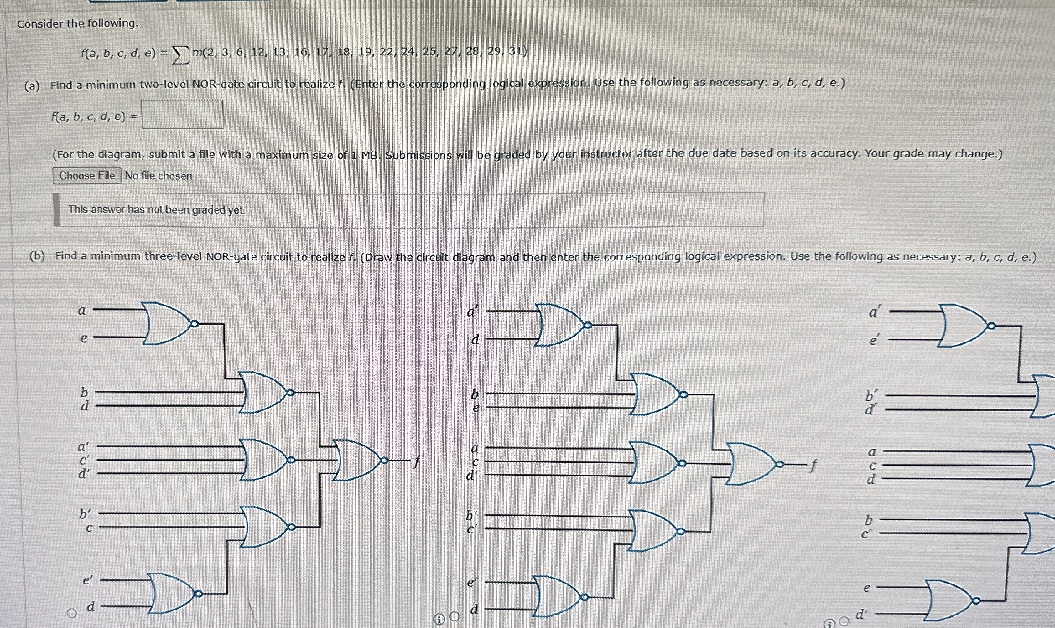 Consider the following. f ( a , b , c , d , e ) =