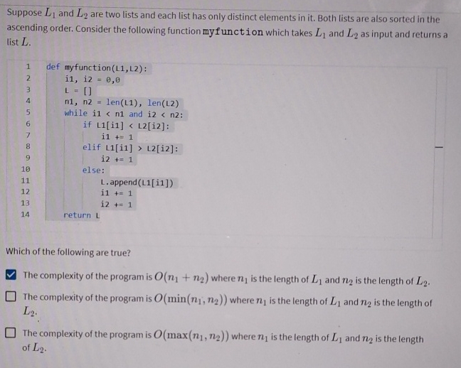 Suppose L 1 and L 2 are two lists and each list