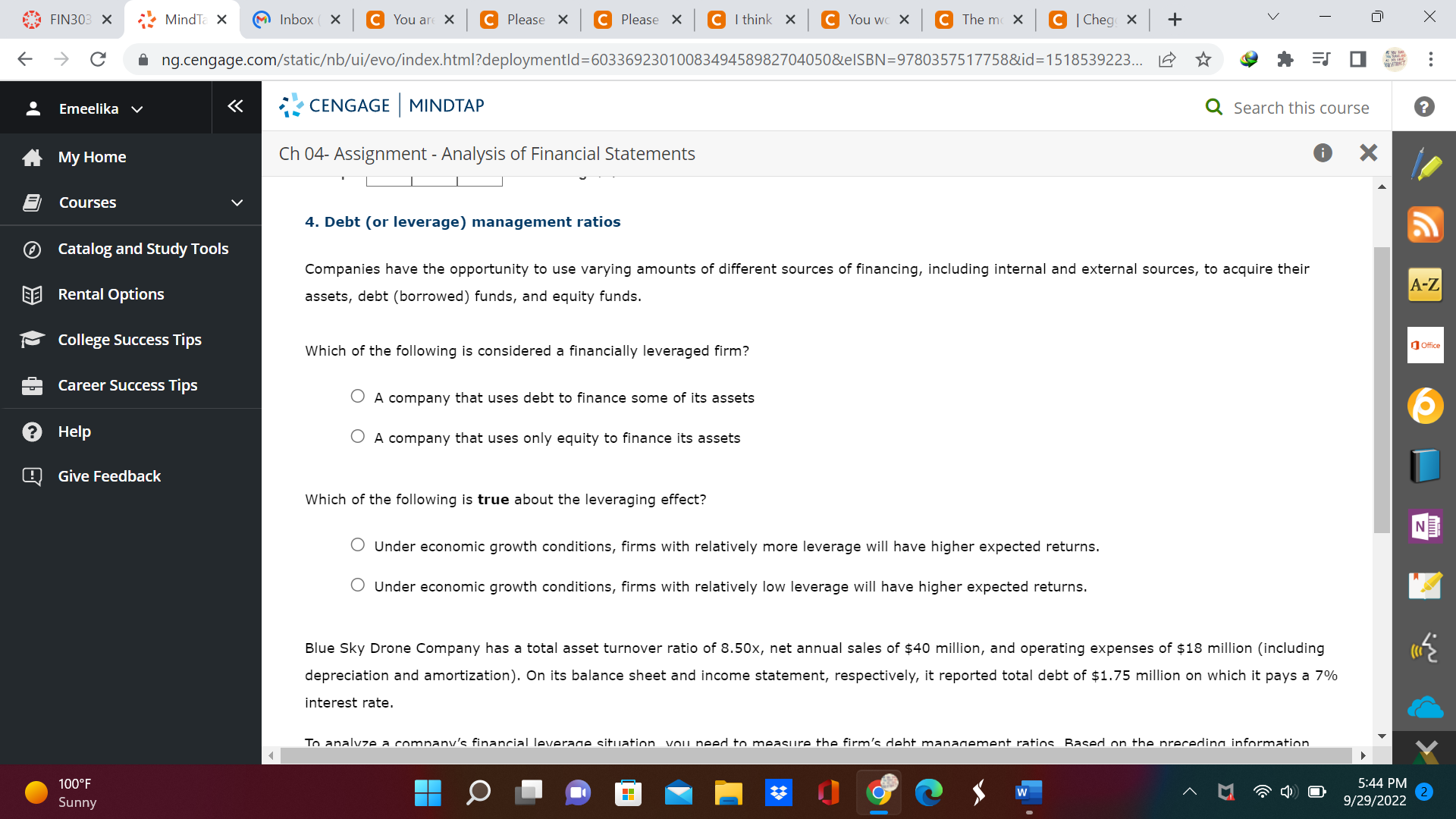 Bottom half question of picture. FIN303 X MindTe