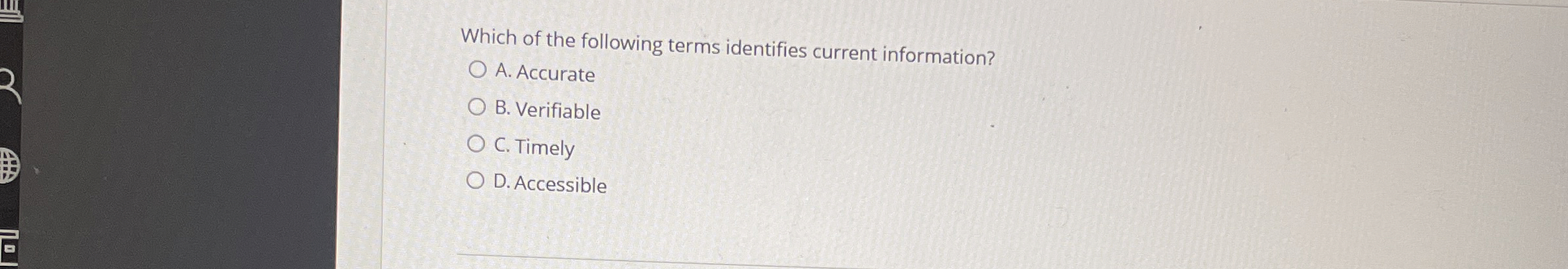 Which of the following terms identifies current