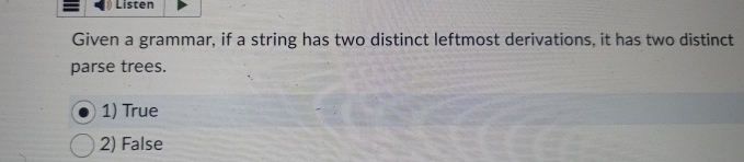 Given a grammar, if a string has two distinct