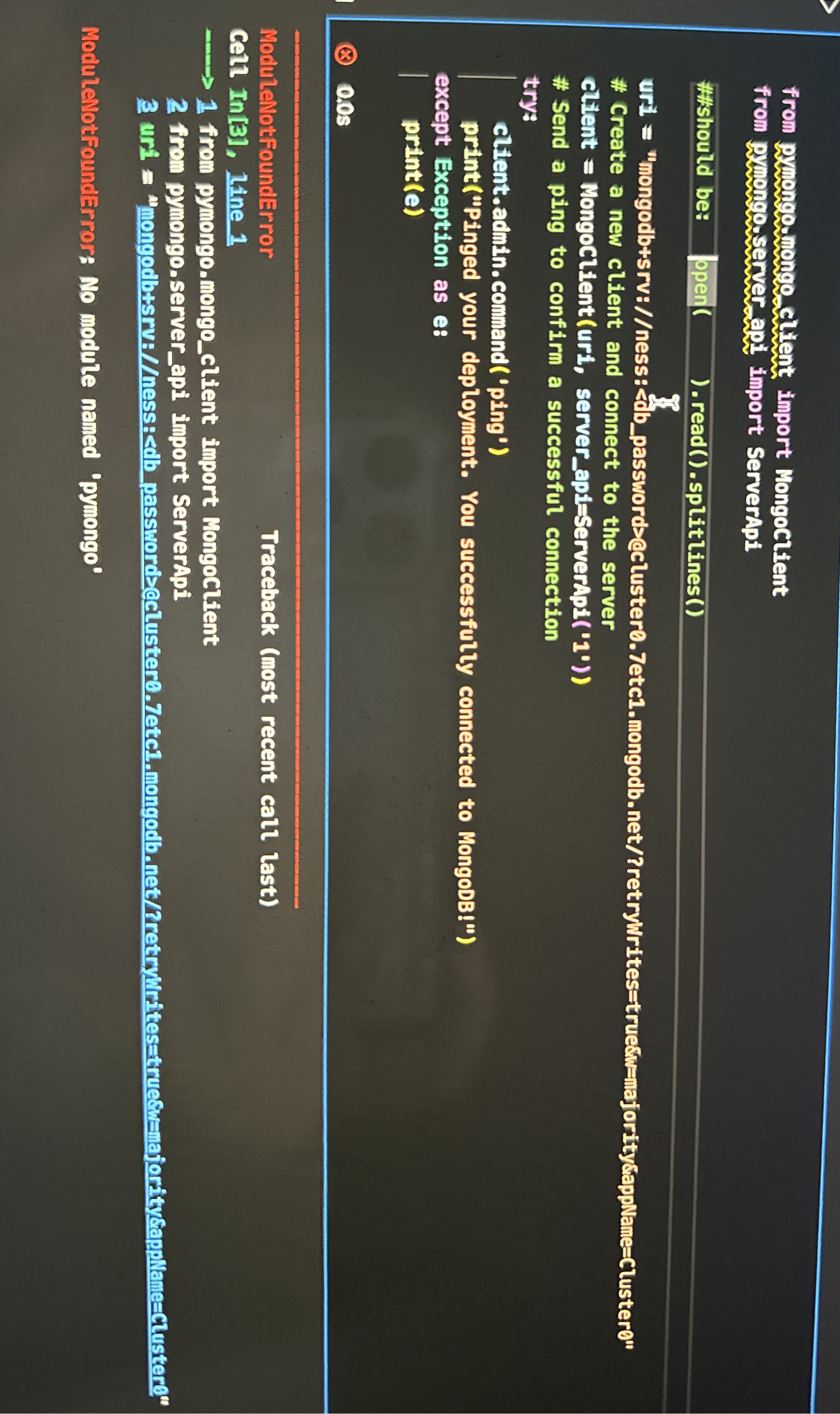 I made a mongodb account and choose get conection